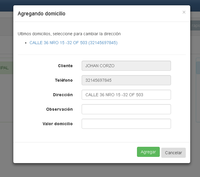 Recepción de datos domicilios 2