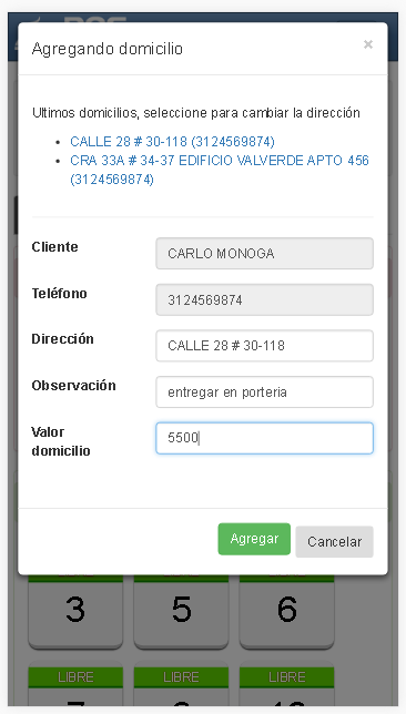 Recepción de Domicilios 2