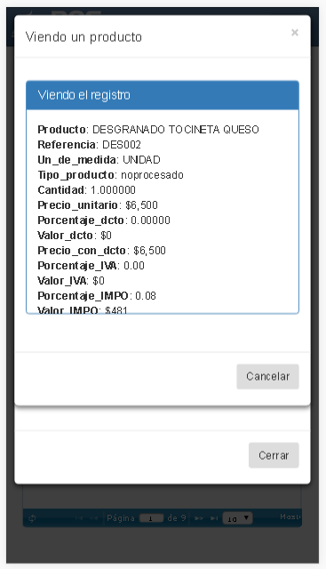 Consultando el registro de un detalle de una factura
